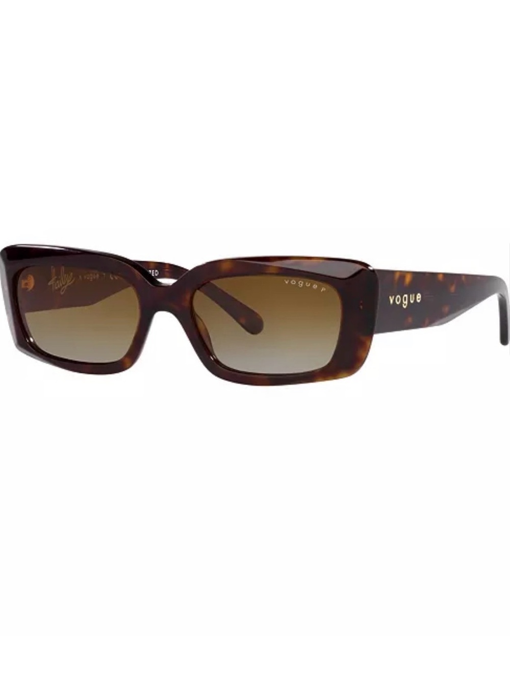 Vogue Tortoiseshell Rectangular Sunglasses with Gradient Brown Lenses